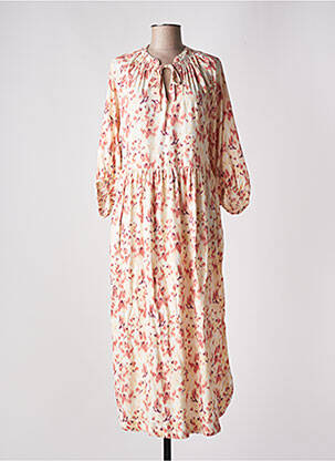 Rochie lungă croială evazată mâneci 3/4 bej B.YOUNG femeie