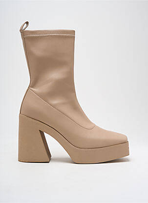 Botine/ghete material neted toc de 7 la 9 cm bej EXÉ femeie