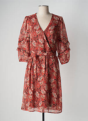 Rochie midi imprimeu floral mâneci 3/4 roz GARCIA femeie
