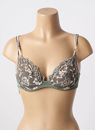 Sutien efect material satinat sutien cupe întregi cu decolteu înalt verde LILLY femeie