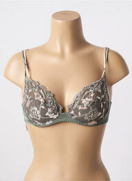 Sutien efect material satinat sutien cupe întregi cu decolteu înalt verde LILLY femme