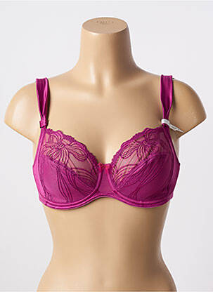 Sutien efect material satinat sutien cupe întregi cu decolteu înalt violet CONTURELLE femeie