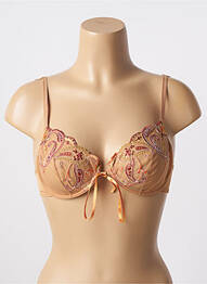 Sutien efect material satinat sutien cupe întregi cu decolteu înalt bej LILLY femme