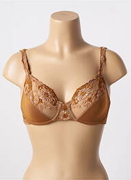 Sutien efect material satinat sutien cupe întregi cu decolteu înalt maro FELINA femme