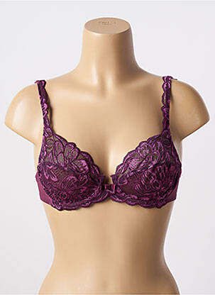 Sutien efect material satinat sutien cupe întregi cu decolteu înalt violet PLAYTEX femeie