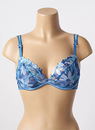 Sutien efect material satinat sutien cupe întregi cu decolteu înalt albastru WONDERBRA femeie