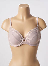 Sutien efect material satinat sutien cupe întregi cu decolteu înalt bej CONTURELLE femme