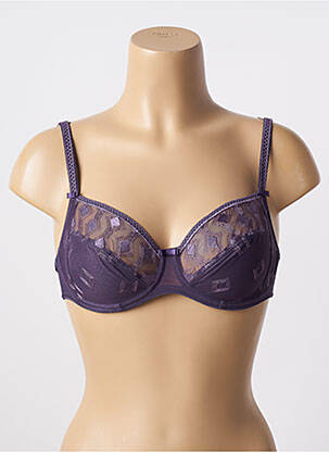 Sutien efect material satinat sutien cupe întregi cu decolteu înalt violet CONTURELLE femeie