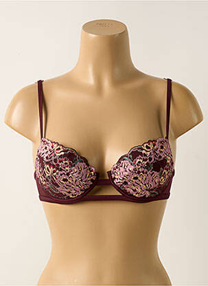 Sutien efect material satinat top sutien modelat roșu LILLY femeie