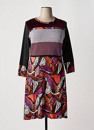 Rochie midi imprimeu fantezie mâneci lungi negru OLIVIER PHILIPS femeie
