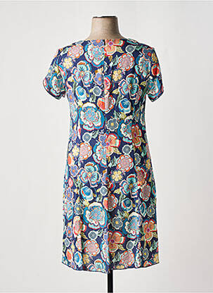 Rochie midi imprimeu floral mâneci scurte albastru GEVANA femeie