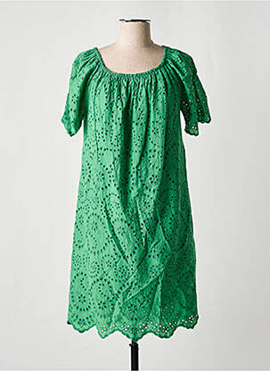 Rochie scurtă mâneci scurte mâneci scurte verde COULEURS DU TEMPS femeie