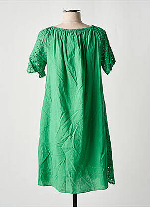 Rochie scurtă mâneci scurte mâneci scurte verde COULEURS DU TEMPS femeie
