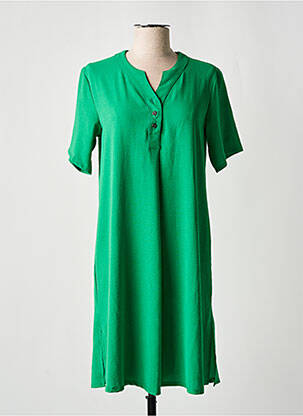 Rochie midi croială fluidă mâneci scurte verde PLURIELLES femeie