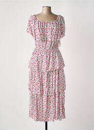 Rochie lungă mâneci scurte mâneci scurte roz COULEURS DU TEMPS femeie