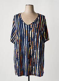 Tricou croială dreaptă mâneci scurte albastru GUY DUBOUIS femme