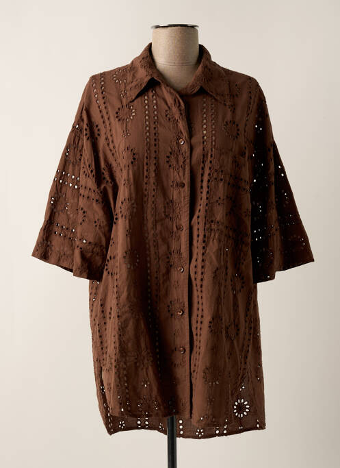 Tunică mâneci scurte maro LUMINA femeie