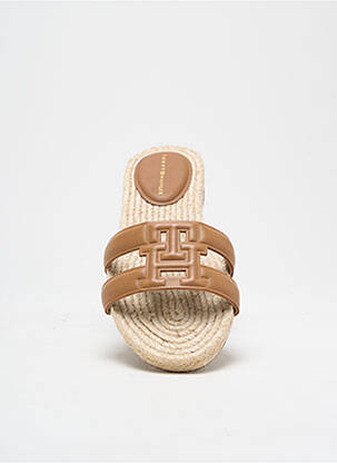Espadrile țesătură satinată toc plat până la 3 cm maro TOMMY HILFIGER femeie