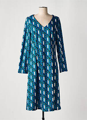 Rochie midi imprimeu fantezie mâneci lungi albastru SWEET MISS femeie