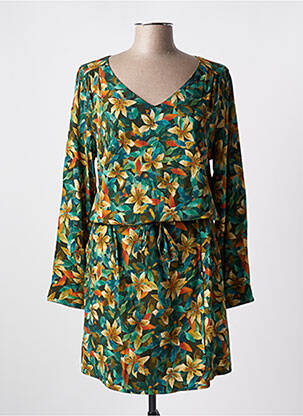 Rochie midi imprimeu floral mâneci lungi verde LE PETIT BAIGNEUR femeie