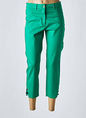 Pantalon 7/8 închidere cu fermoar sub clapetă cu nasturi verde MALOKA femeie