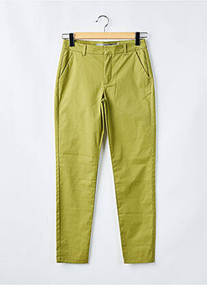 Pantalon chino țesătură poplin mărime normală verde GEISHA femeie