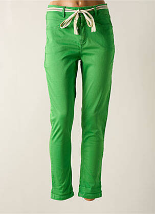 Pantalon slim talie înaltă talie înaltă verde GEISHA femeie