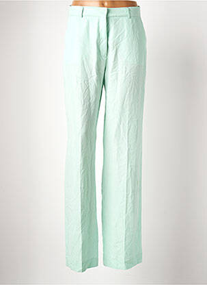 Pantalon larg talie cu cleme talie înaltă verde OLGA LEYERS femeie