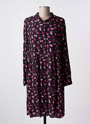 Rochie midi imprimeu floral mâneci lungi negru DES PETITS HAUTS femeie