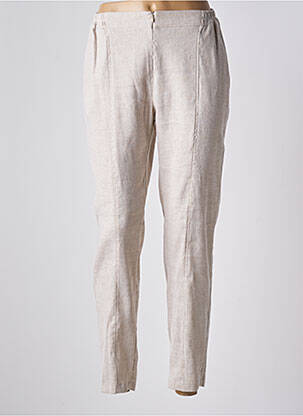 Pantalon slim talie elastică mărime normală bej AMS PURE femeie