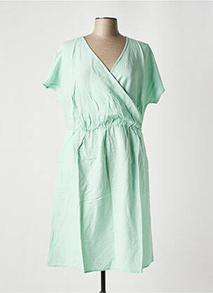 Rochie midi țesătură crep mâneci scurte verde SHEEGO femeie