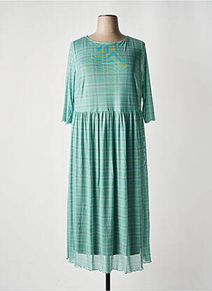 Rochie lungă croială fluidă mâneci 3/4 verde SHEEGO femeie