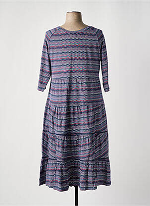Rochie lungă croială evazată mâneci 3/4 albastru SHEEGO femeie