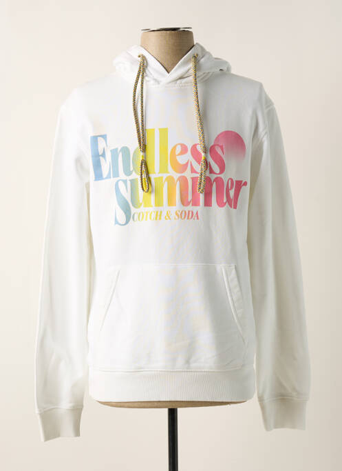 Hanorac cu glugă alb MAISON SCOTCH bărbat