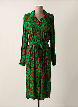Rochie midi croială fluidă mâneci lungi verde GEISHA femeie