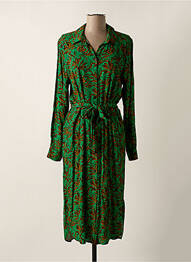 Rochie midi croială fluidă mâneci lungi verde GEISHA femeie