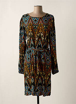 Rochie midi imprimeu fantezie mâneci lungi negru GEISHA femeie