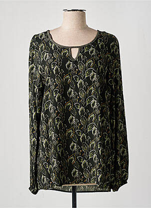Bluză țesătură poplin mâneci lungi verde GEISHA femeie