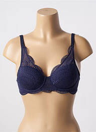Sutien efect material satinat sutien cupe întregi cu decolteu înalt albastru SIMONE PERELE femme