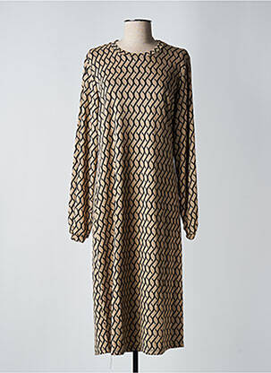 Rochie midi imprimeu fantezie mâneci lungi bej GEISHA femeie