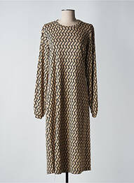 Rochie midi imprimeu fantezie mâneci lungi bej GEISHA femeie