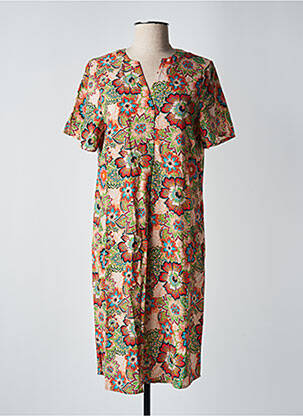 Rochie midi imprimeu floral mâneci scurte portocalie GEISH£ femeie