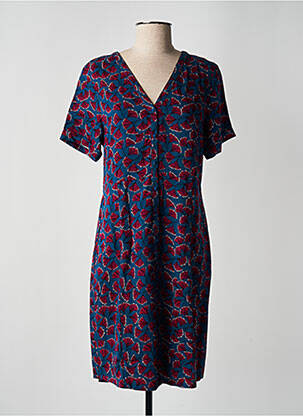 Rochie midi imprimeu floral mâneci scurte albastru ICHI femeie