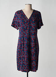 Rochie midi imprimeu floral mâneci scurte albastru ICHI femeie
