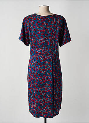 Rochie midi imprimeu floral mâneci scurte albastru ICHI femeie