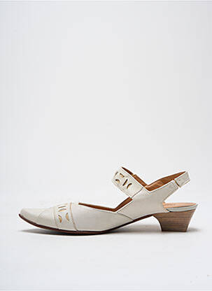 Sandale/pantofi decupați material neted toc de 4 la 6 cm bej FRANCE MODE femeie