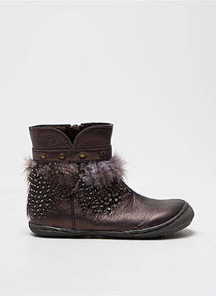 Botine/ghete material neted vârf rotund maro LITTLE MARY fată