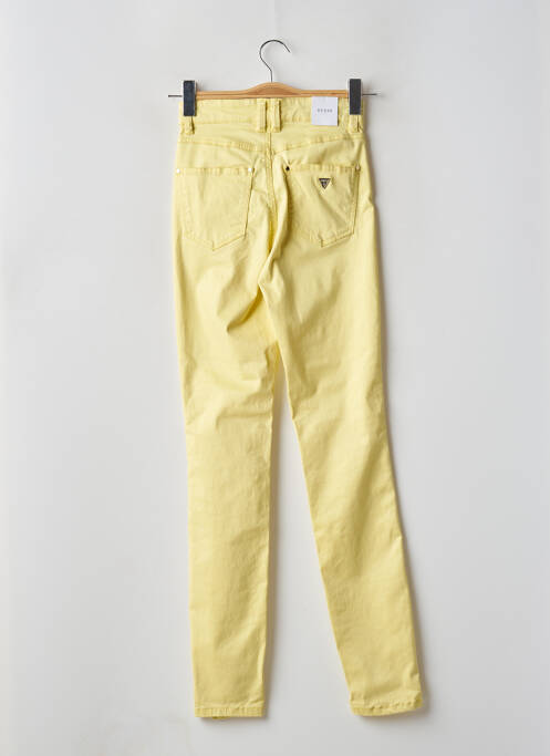 Pantalon slim țesătură poplin talie înaltă galben GUESS femme