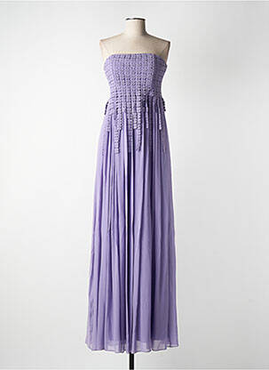 Rochie lungă țesătură crep fără mâneci violet NISSA femeie