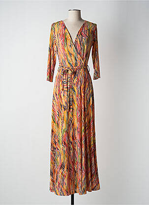 Rochie lungă croială cambrată mâneci 3/4 galben FIFILLES femeie